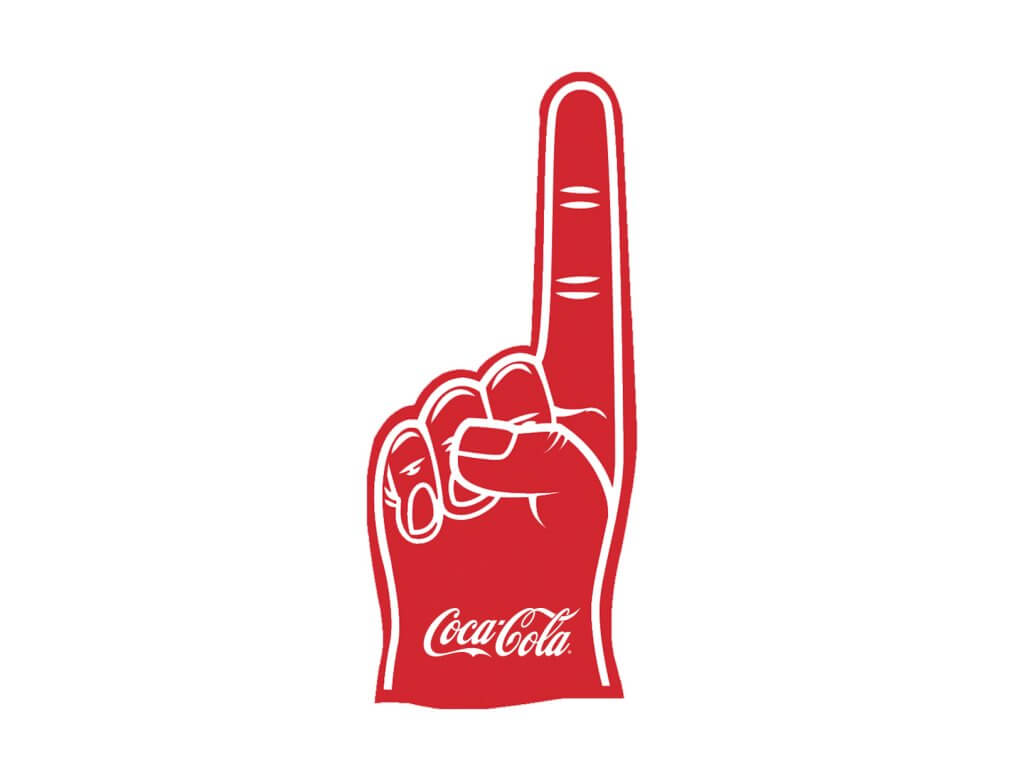 Foam-hand-index-finger-red-coca-cola